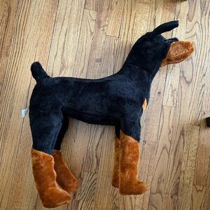 Rare standing Doberman Pinscher Plush Dog Stuffed Animal.